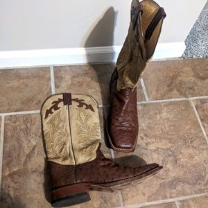 Justin Boots Ostrich Skin, Square toe, size 11D